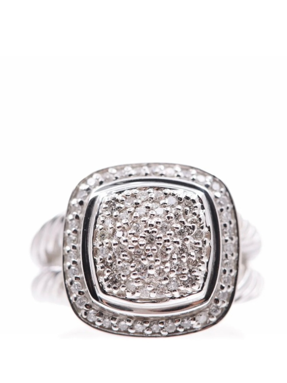 Sterling Silver Diamond 11mm Albion Pave Ring 56 7.5 - Picture 3 of 10